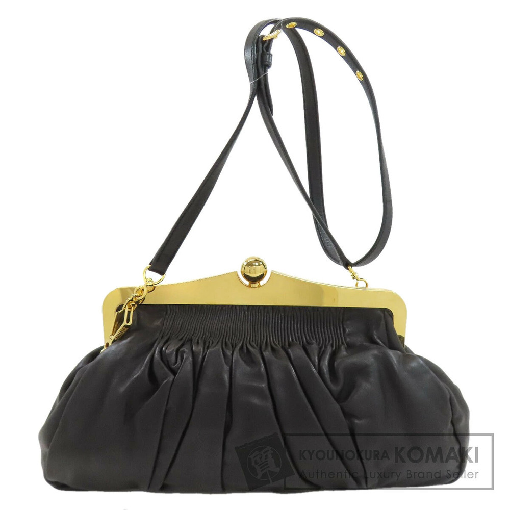 Miu Miu black calfskin leather shoulder bag gathered silhouette